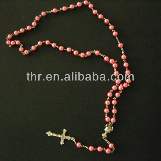 Ожерелье с религиозным крестом из стекла с имитацией жемчуга